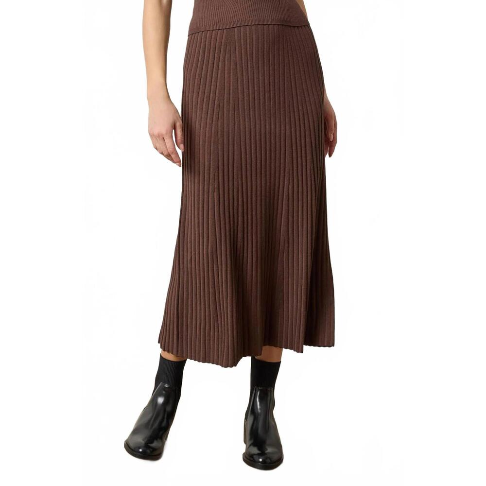 NEW LILLA P straight rib skirt in mink